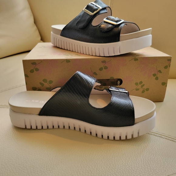 ILSE JACOBSEN BLACK LEATHER TULIP BUCKLE SANDAL New with Box EU40 - Picture 4 of 8